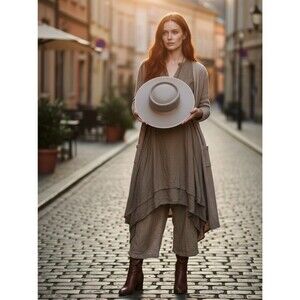 Zertrue Wool Fedora Hat Light Gray Wide Brim Structured Womens Size Small